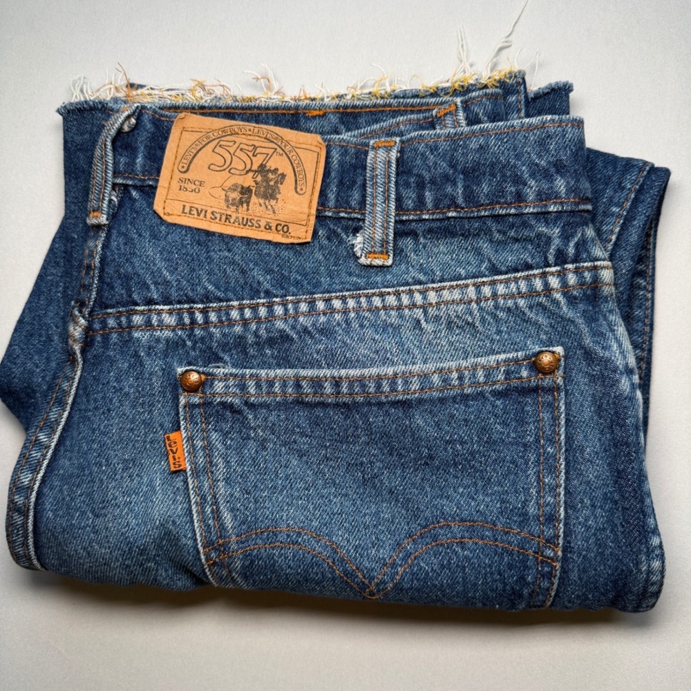 80s Levis For Cowboys 557 Jeans Mens‎ W34 3/4 Blue Orange Tab Canada 217 GWG